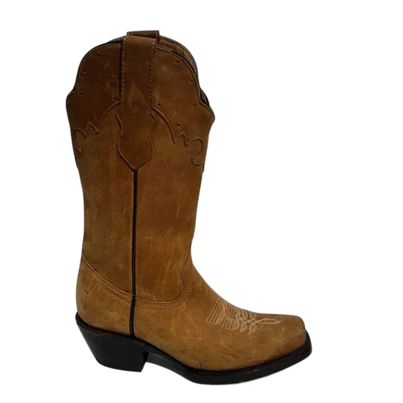 El Pajar Tan Mexican Women's Western Leather Boots Sz 5.5 - Picture 2 of 7